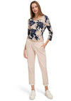 Betty Barclay Floral Print Top, Beige and Navy