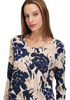 Betty Barclay Floral Print Top, Beige and Navy