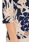 Betty Barclay Floral Print Top, Beige and Navy
