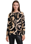 Betty Barclay Embellished Geometric Print Sweater, Beige and Black