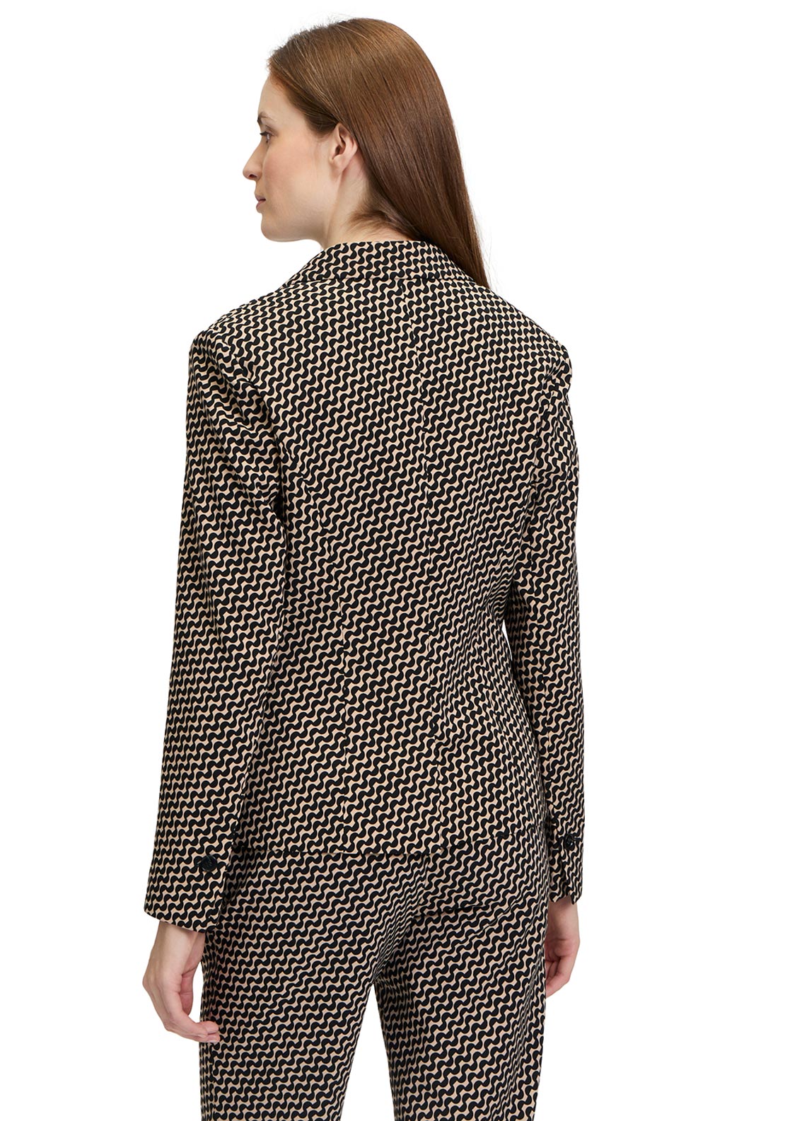 Betty Barclay Geometric Print Blazer, Black and Beige