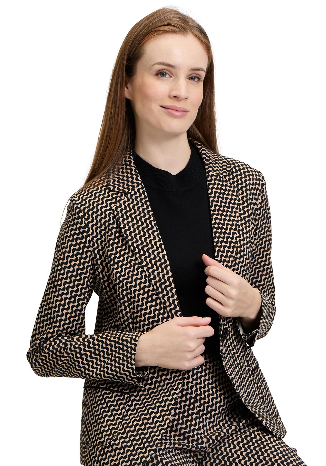 Betty Barclay Geometric Print Blazer, Black and Beige