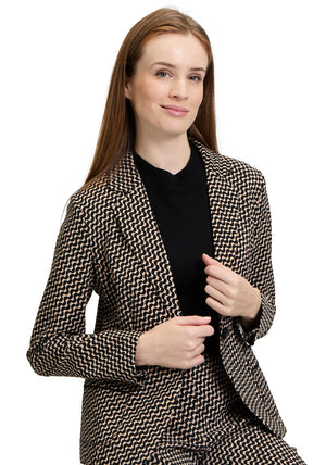 Betty Barclay Geometric Print Blazer, Black and Beige
