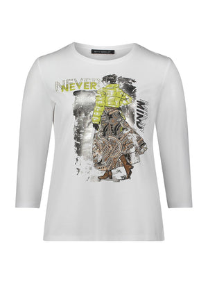 Betty Barclay Embellished Print Top, White
