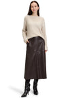 Betty Barclay Faux Leather A-Line Midi Skirt, Brown