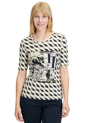 Betty Barclay Geometric Print Graphic Top, Beige Multi