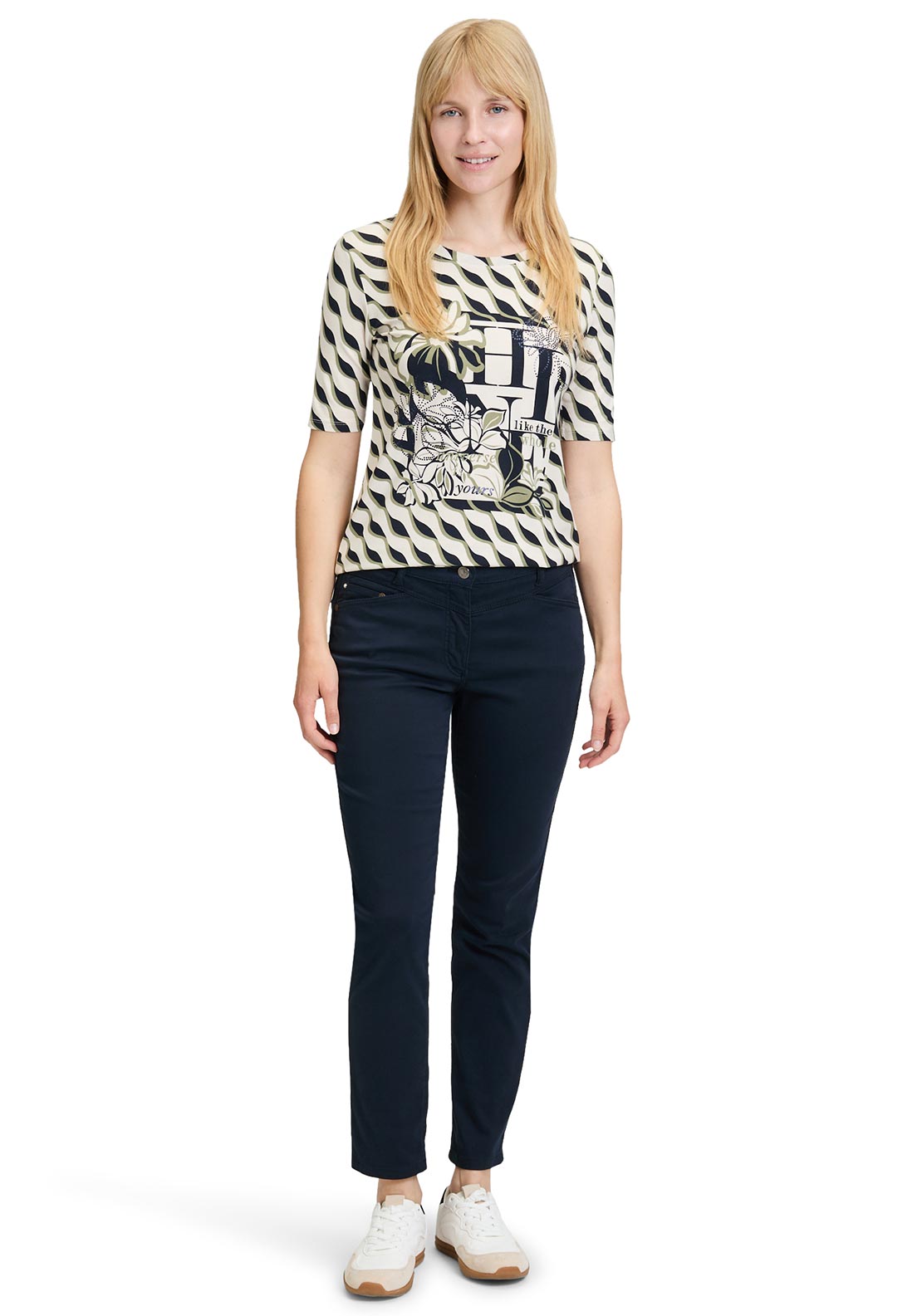Betty Barclay Geometric Print Graphic Top, Beige Multi