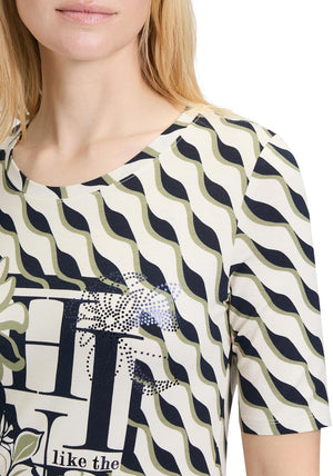 Betty Barclay Geometric Print Graphic Top, Beige Multi