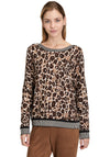 Betty Barclay Contrast Trim Leopard Print Jumper, Brown