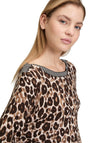 Betty Barclay Contrast Trim Leopard Print Jumper, Brown