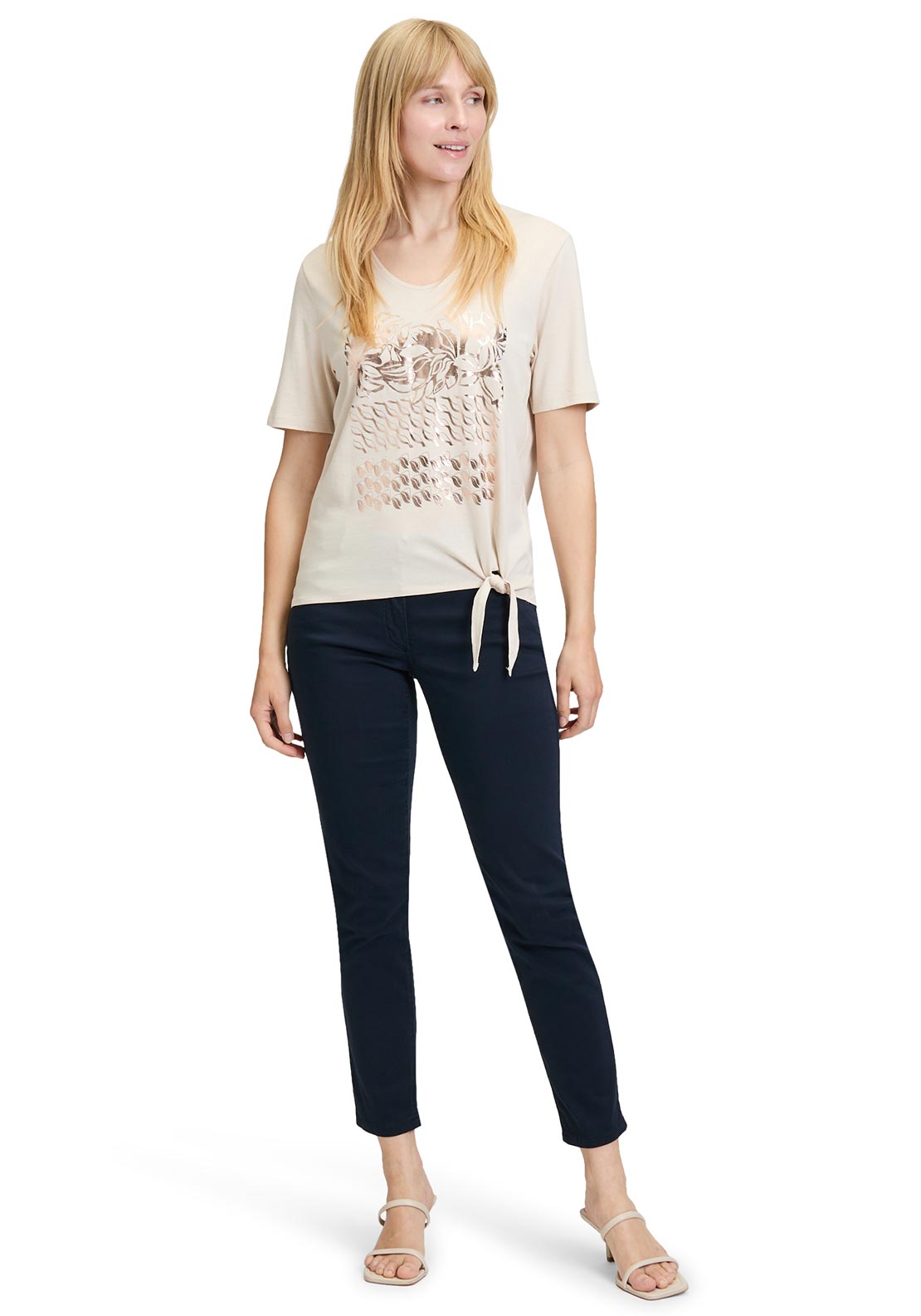 Betty Barclay Metallic Front T Shirt, Beige