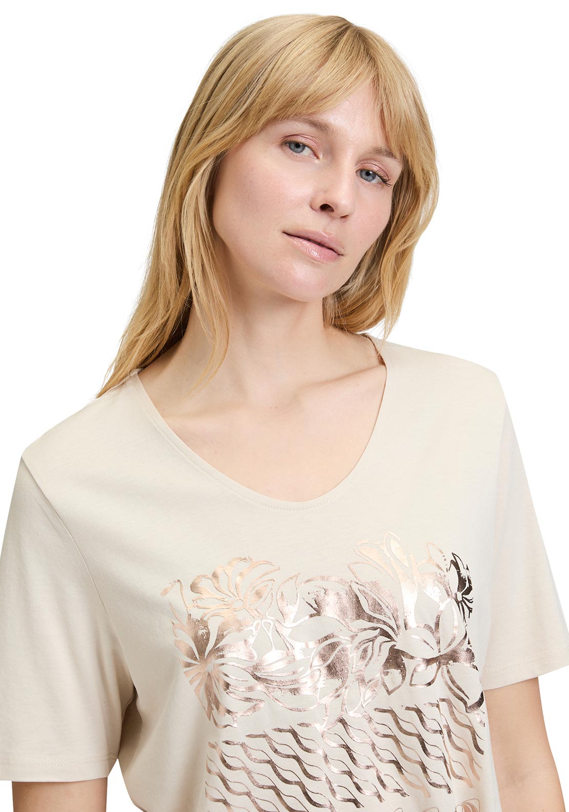 Betty Barclay Metallic Front T Shirt, Beige