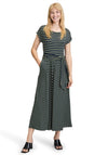 Betty Barclay Striped Belted Dress, Navy and Green