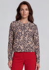 Betty Barclay Animal Print Zipped Jacket, Navy and Brown