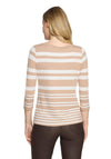 Betty Barclay Striped with Sequin Detail Top, Beige and White
