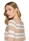 Betty Barclay Striped with Sequin Detail Top, Beige and White