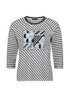 Betty Barclay Graphic Print Striped With Rhinestone Detail Top, White Multi