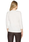 Betty Barclay Cropped Sleeve with Print and Rhinestone Detail Top, Off-White