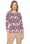 Betty Barclay Geometric Cropped Sleeved Top, Pink