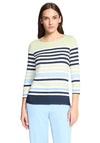Betty Barclay Striped Lightweight Top, Green Multi