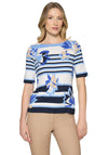 Betty Barclay Striped Floral Basic T-Shirt, Blue