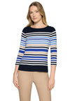 Betty Barclay Striped Cropped Sleeve Top, Navy