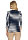 Betty Barclay Striped with Rhinestone Print Top, Navy