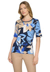 Betty Barclay Floral Print T-Shirt, Blue