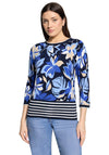 Betty Barclay Floral and Striped Pullover, Navy