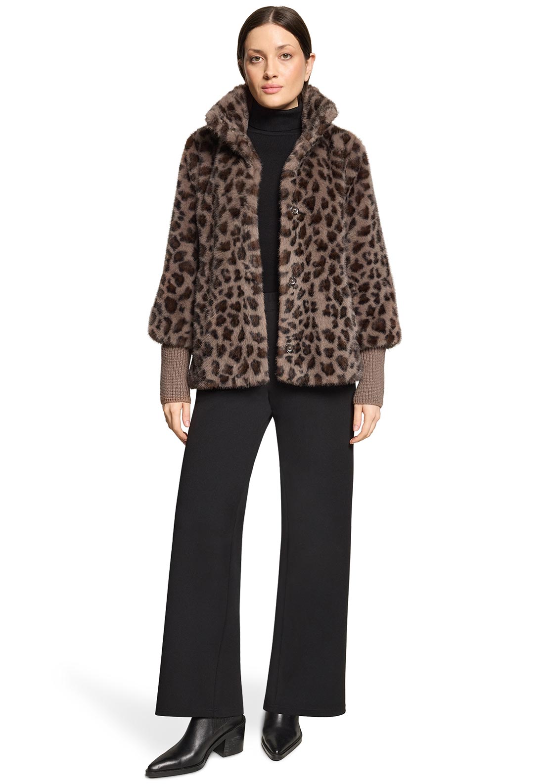 Betty Barclay Leopard Faux Fur Jacket, Brown