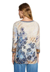 Betty Barclay Floral Print with Rhinestones Top, Beige Multi