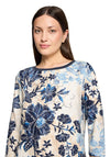 Betty Barclay Floral Print with Stud Detail Top, Beige Multi