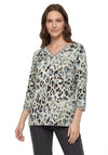 Betty Barclay Leopard Print Long Sleeve Blouse, Grey