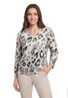 Betty Barclay Textured Animal Print with Sequin Detail Jumper, Cream Multi