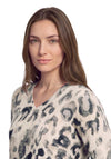 Betty Barclay Textured Animal Print with Sequin Detail Jumper, Cream Multi