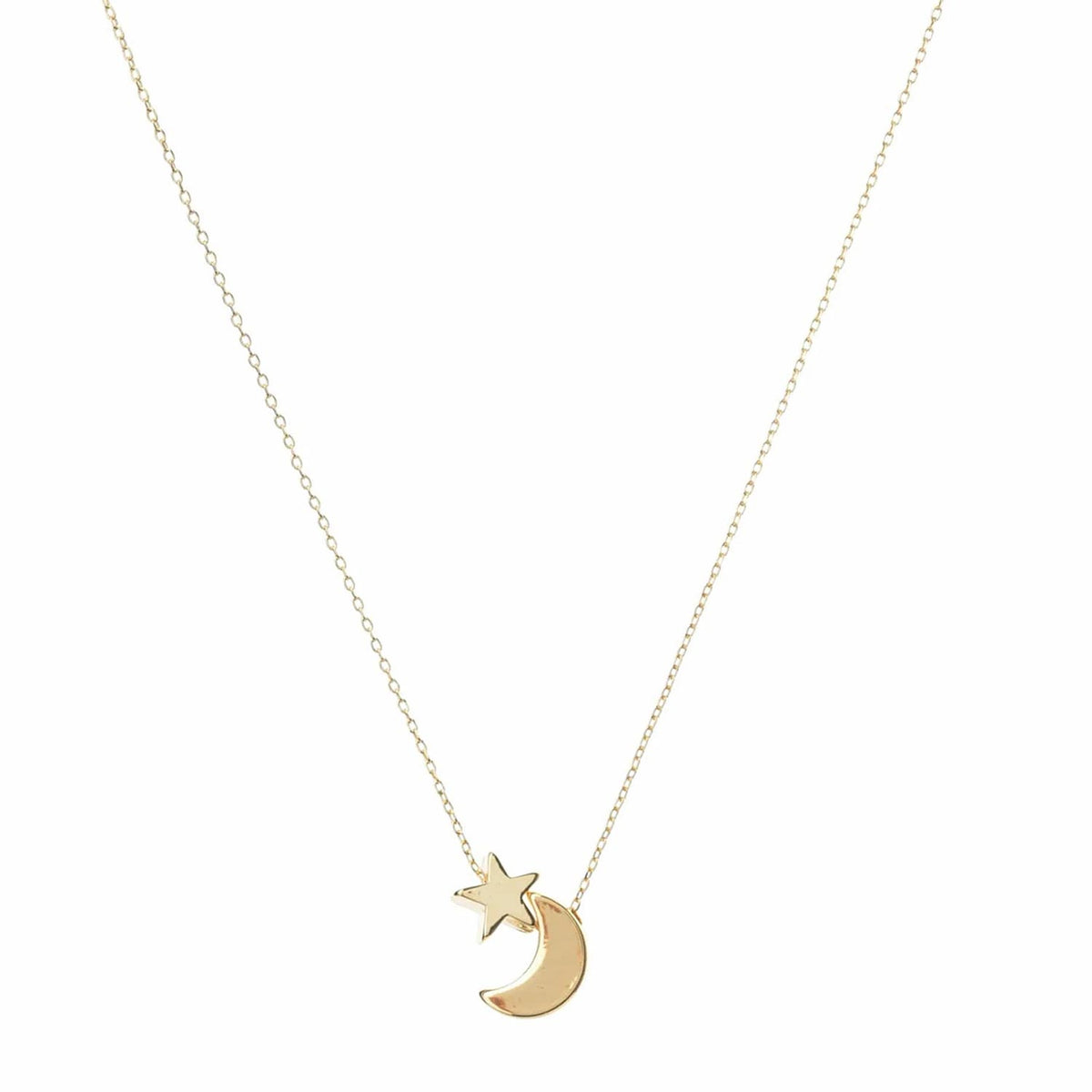Betty and Biddy Stacked Moon & Star Necklace, Gold