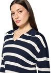 Betty Barclay Striped with Collar Jumper, Navy