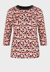Bianca Geo Print Contrasting Knit Detail Top, Pink