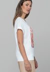Bianca Sequin Graphic Print Top, Beige