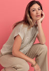 Bianca Rhinestone Knit Sweater, Light Cookie