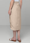 Bianca Kini Ruched Detail Midi Skirt, Beige