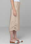 Bianca Kini Ruched Detail Midi Skirt, Beige