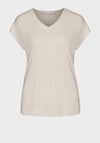Bianca V-Neck Shimmery Top, Beige