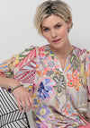 Bianca Alena Floral Print V Neck Top, Beige Multi