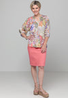 Bianca Alena Floral Print V Neck Top, Beige Multi