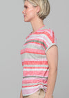 Bianca Ruched Side Striped Top, Red Mix