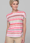Bianca Ruched Side Striped Top, Red Mix