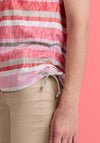 Bianca Ruched Side Striped Top, Red Mix