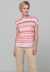 Bianca Ruched Side Striped Top, Red Mix