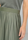 Bianca Klea Pleated Logo Waist Midi Skirt, Green
